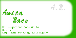 anita macs business card