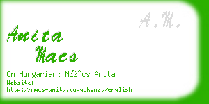 anita macs business card